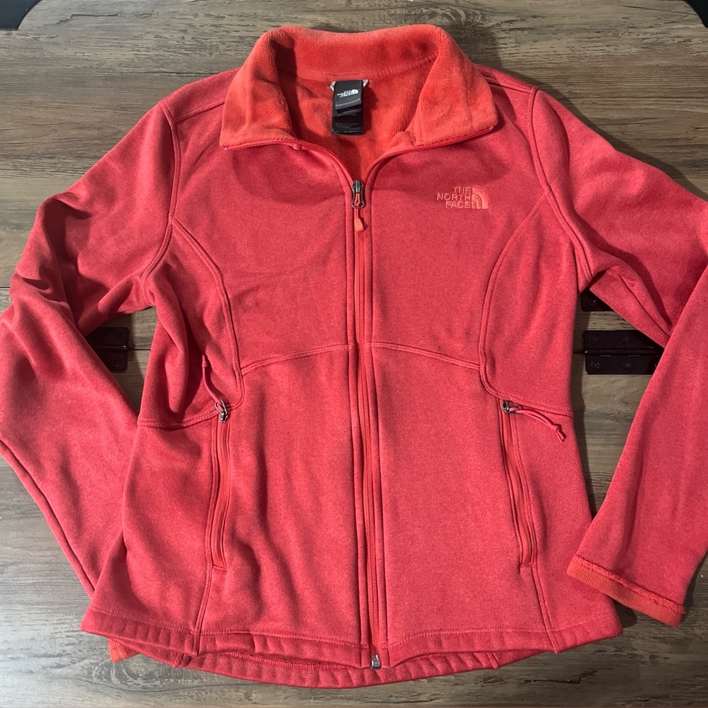 NORTH FACE Agave Soft Stretchy Fleece Full Zip Jacket, Coral, Small